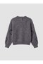 Anthracite Crew Neck Heart Embroidered Girls' Knit Sweater - 2