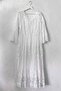 Italian White V-Neck Flounce Sleeve Lined Sequined Hem Ruffled Lace Long Dress 130 55 - 6