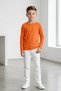 T-Shirt Boy's Basic Orange T-Shirt Long Sleeve 100% Cotton Crew Neck Unprinted Tshirt Orange - 3