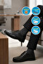 Men's Black Genuine Leather Perforated Breathable Lace-Up Casual Shoes Sensitive 3606-1 m - 2
