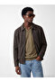 Brown Loose Fit Men's Leather Look Jacket