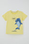 Boy's Shorts Set with Cute Dolphin Figure, Ages 2-6, Yellow - 4