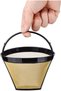 Two reusable coffee filters, enough to filter 8-12 cups of coffee, made of black plastic. - 2