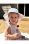 Children's sun hat, a summer beach essential for kids, adjustable wide-brimmed beach hat, suitable for boys and girls aged 2-6 - white and pink. - 2