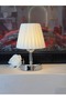 Ottoman Silk Pleated Cordless Table Lamp -Alt Silver