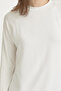 Chiffon Detailed Combed Cotton Blouse - Ecru - 3