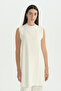 Chiffon Front Sleeveless Combed Cotton Undergarment - Ecru - 2