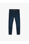 Cotton Regular Waist Skinny Jean Trousers with Pockets - Michael Jean - Dark Indigo - 3