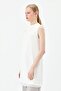 Chiffon Front Sleeveless Combed Cotton Undergarment - Ecru - 5