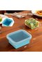 Silicone freezer containers - Silicone freezer molds - with lid - for soups, stews, sauces and curries - 16×13×6cm - blue - 2