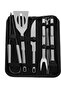 9-piece stainless steel barbecue utensil set with storage box; barbecue accessories include barbecue tongs, spatula, and meat fork.