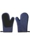 Short cotton quilted silicone denim heat-resistant gloves, heat-resistant and non-slip, perfect for cooking, baking and grilling, 2-pack.