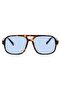 Men's and women's retro sunglasses, classic 70s retro rectangular oversized square sunglasses (leopard print blue lenses) - 2