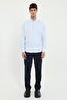Men's Regular Fit Button-Down Collar Long Sleeve Blue Shirt - 2