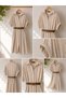 Women's Elastic Waist Belt Detailed Pocketed Shirt Dress - 4