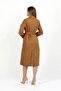 Tan Lined Suit Fabric Belted Long Trench Coat Tns-9007 - 5