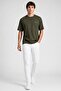 Men Crew Neck Short Sleeve Embroidered Logo T-Shirt, Olive - 3