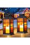 2-Piece Outdoor Solar Garden Lantern Set with Flashing LED Candle Lights, IP44 Waterproof Pendant Lights, Terrace, and Patio Decoration, For Balcony