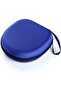 High-grade leather-textured EVA over-ear headphone case, waterproof headphone case, 3C digital product storage case (blue)