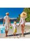 Blue mesh family beach storage bag, holds towels, toys and travel vacation essentials - 6