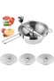 Stainless steel food grinder with 3 sieves, manual food grinder, dishwasher safe for baby food preparation.