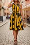 Women's sleeveless v-neck patterned short supreme dress with belted waist - 5