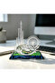 Dubai Crystal Glass Landmark Ornament, Desk Centerpiece for Home & Office. Featuring Skyscraper, Wheel & Modern Ring Design. Premium Clear Art Sculpture, Ideal Decor & Souvenir Gift. - 3