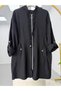 Hooded Cap with Zipper and Sleeve Epaulet Detail