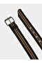 Men Black Striped Pin Buckle Belt - 2