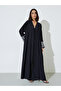 Black Embroidered Batwing Sleeves Open Front Abaya - 3