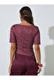 Burgundy Polka Dot Asymmetric Hem Knit Top - 5