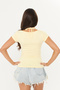 Yellow Ultra Soft, Lace-Up, 95% Natural Viscose, No Visible Lines, Fully Stretchable, Short Sleeve T-Shirt Blouse - 8