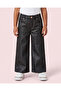 Girls Black Studded Wide Leg Jeans