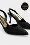 Women's Stiletto Classic Heeled Shoes Gold Buckle Detailed Pointed Toe Slingback - 3