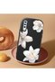 Samsung Galaxy A30S Compatible Case Camera Protective Black Silicone Couple Phone Case with Floral Pattern - 2