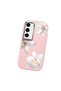 Samsung Galaxy S23 Compatible Case Camera Protector Pink Silicone Couple Phone Case with Floral Pattern - 3