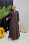 Women's Brown Cuff Button Detailed Embellished Hijab Ferace Dress --- Nms097 - 4