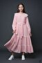 Pink Girls' Lace Detailed Double Collar Polka Dot Long Dress 24754 - 2