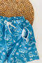 Dinosaur Printed Boys' Swim Shorts - Blue - 3