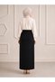 Women's Black High Waist Button Detailed Pocketed Scuba Crepe Lycra Pencil Skirt (Promotional Price) - 6