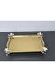 Figured, Metal-Handled, Stainless Steel Rectangular Tray Luxury Presentation Tray Light Gold-Silver - 4