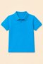 Children's Unisex Blue Short Sleeve Polo Collar T-Shirt 100% Cotton Lakos Fabric - 3