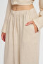 Women's Wide Leg Comfortable Cut 100% Linen Trousers with Elastic Waist - 3