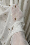 1-2.5 Regular Pleated Coffee White Ecru Pompom Linen Folded Floor Tulle Curtain, Non-Crinkle Tulle Curtain with Lead-Resistant Skirts - 7