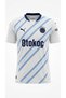 Unisex Football Fan Jersey White Blue Striped Short Sleeve Halı 775368