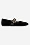 Jonas Black Suede Genuine Leather Women's Ballerina Shoes with Belt - 4
