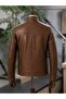 Men's Black Genuine Leather Coat - 3