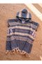 Cotton Paris Adult Bathrobe Poncho 100% Cotton Beach Towel Peshtemal Blue - 2