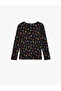 Heart Patterned Long Sleeve Cotton Crew Neck T-Shirt - 6