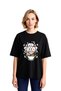 Women's Oversize T-Shirt Paper Games Dice Poker Chip Line Art Print Relaxed Fit Casual Modern Stylish